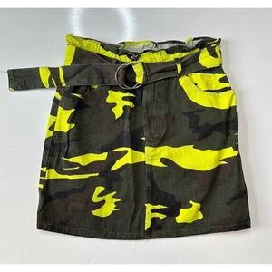 VTG Toska Neon Camo Mini Skirt Cut Off USA Y2K Mallgoth Scene Emo / Medium